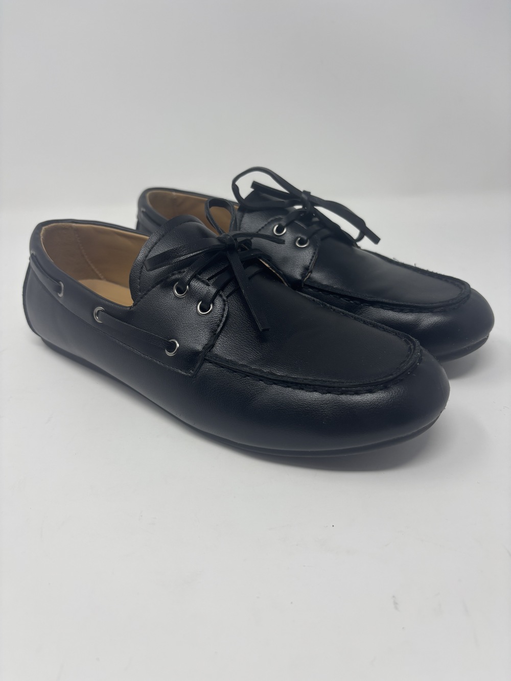 Kelly & Katie Classic Black Flat Lace-Up Boat Shoes Loafers Moccasins Size 38